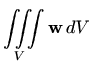 $\displaystyle V(V)= \frac{1}{3} \bigcirc \hspace{-0.55cm} \int \hspace{-0.28cm} \int \limits_{\overrightarrow{S}} x   dy  dz+ y   dx  dz+ z   dx  dy.
$