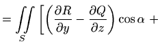 $\displaystyle \oint\limits_{\overrightarrow{\partial S}} P  dx+Q  dy+R  dz$