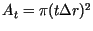 $A_t = \pi (t \Delta r)^2$