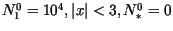 $N_1^0 = 10^4, \vert x\vert<3, N_*^0 =0$